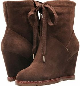 KATE SPADE Saunders Suede Wedge Front Tie Boots